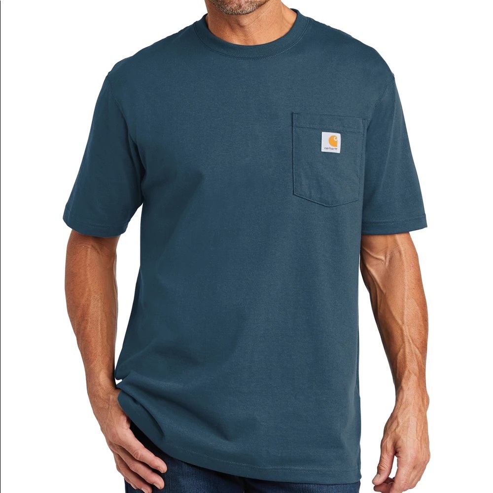 NWT Carhartt Original Fit Short-Sleeve Pocket T-Shirt, Stream Blue